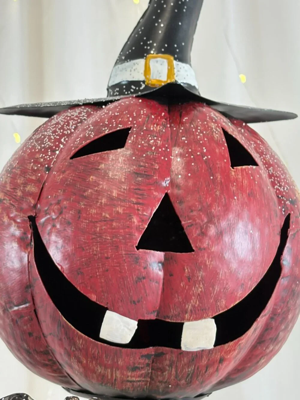 Cynthia Rowley Halloween Pumpkin Head Metal Skeleton Figurine Statue 40